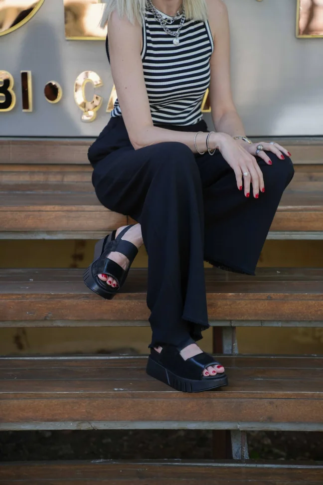 SKD-011 Black Suede Women's Sandals