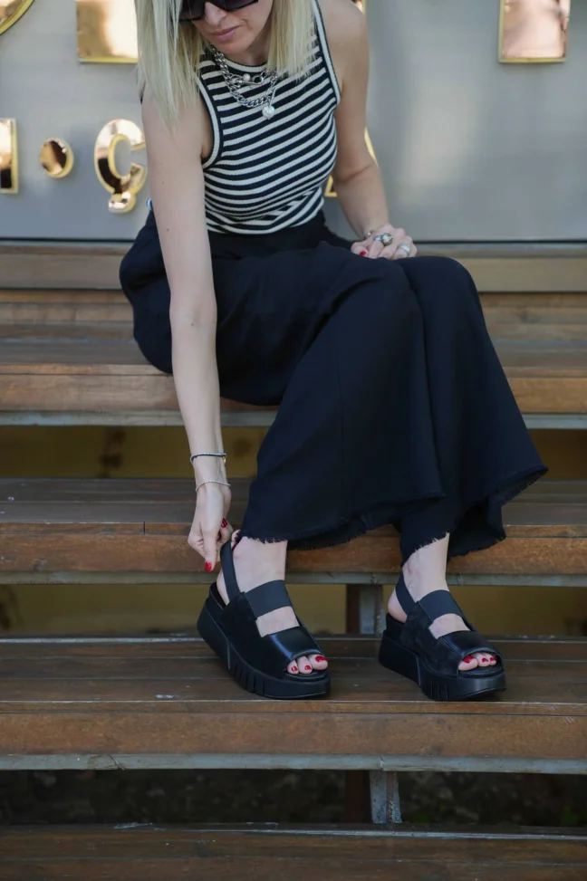 SKD-011 Black Suede Women's Sandals