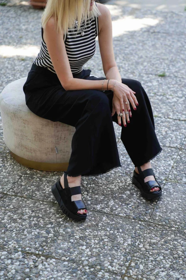 SKD-011 Black Suede Women's Sandals