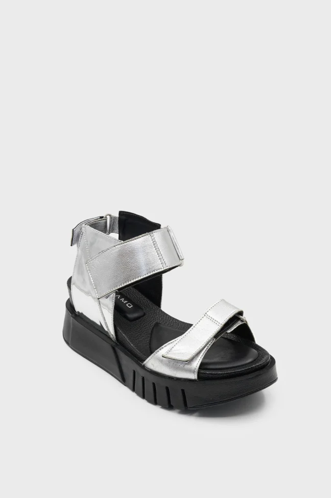 SKD-012 Smart Silver Leather Women's Sandals