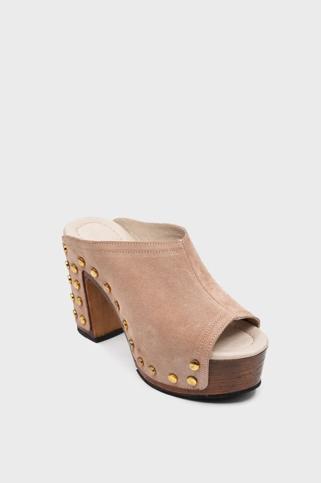 SKA-012 Beige Suede Women's Clog