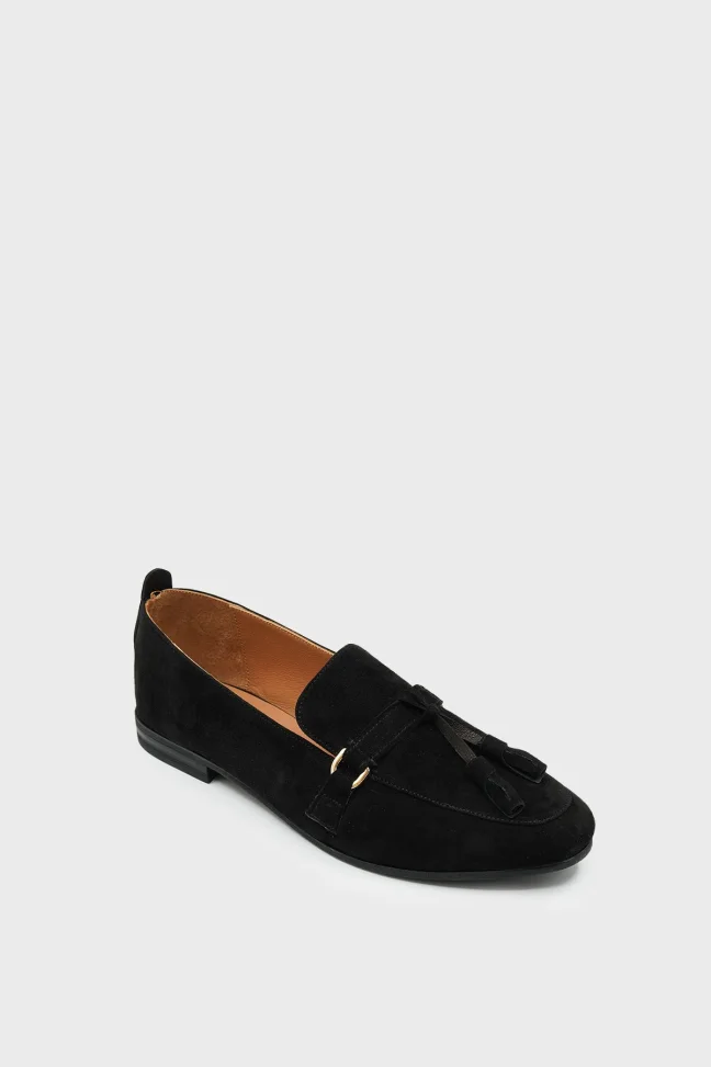 SKL-023 Black Suede Ballerinas