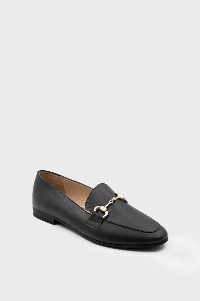 SKL-026 Black Leather Women's Flat