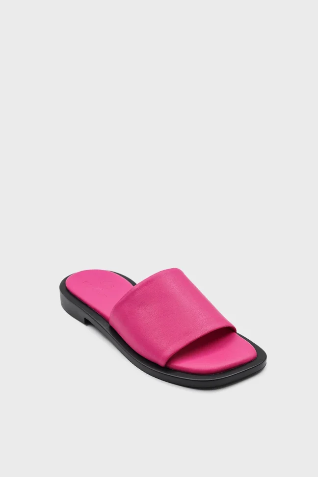 SKK-055 Pink Leather Leather Comfort Slippers