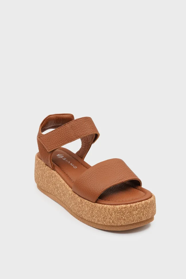 SKD-042 Tan Leather Ankle Strap Sandal