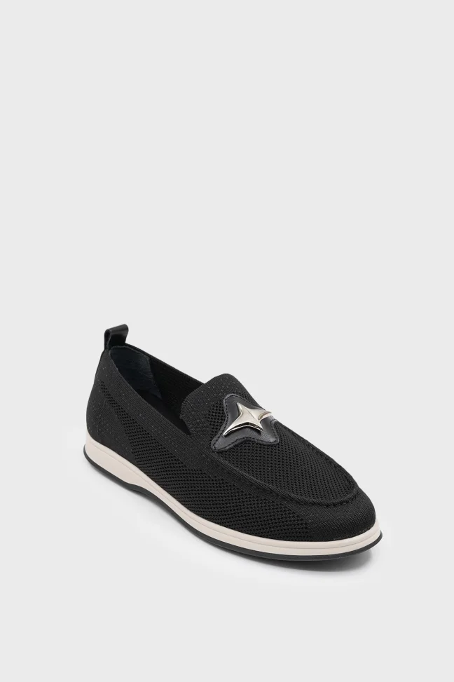 SKL-039 Black Textile Knit Loafer