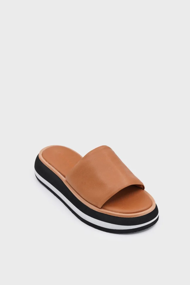 SKK-058 Tan Leather Comfort Women's Slipper