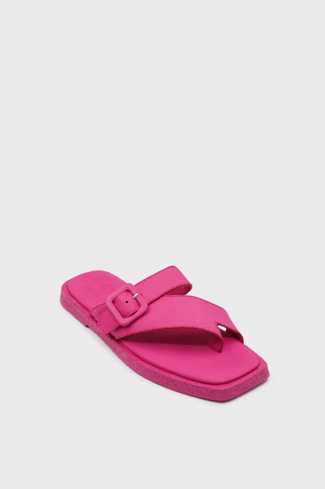 SKK-059 Pink Leather Buckled Toe-Post Women's Sandal