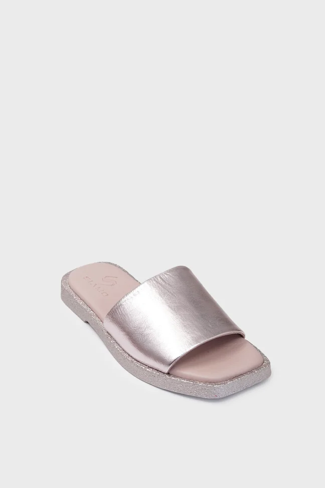 SKK-063 Rose Leather Leather Comfort Slippers