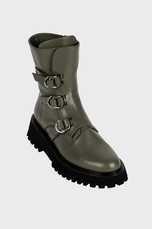 SKB-042 Khaki Leather Women's Boots