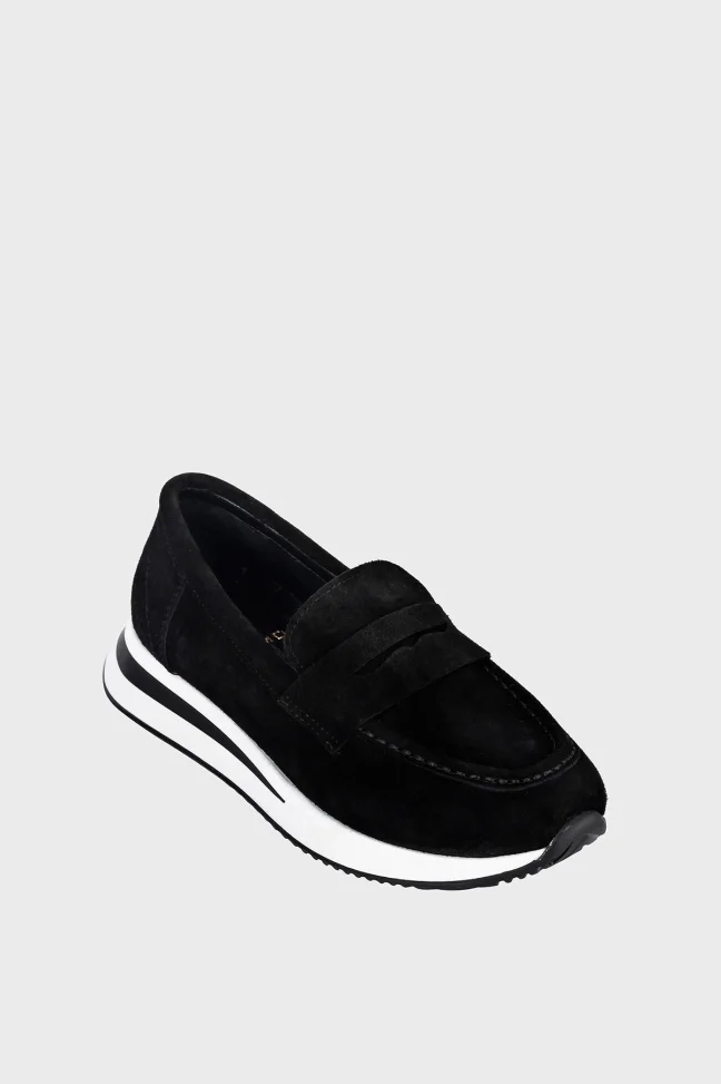 SKL-019 Black Suede Women's Loafers