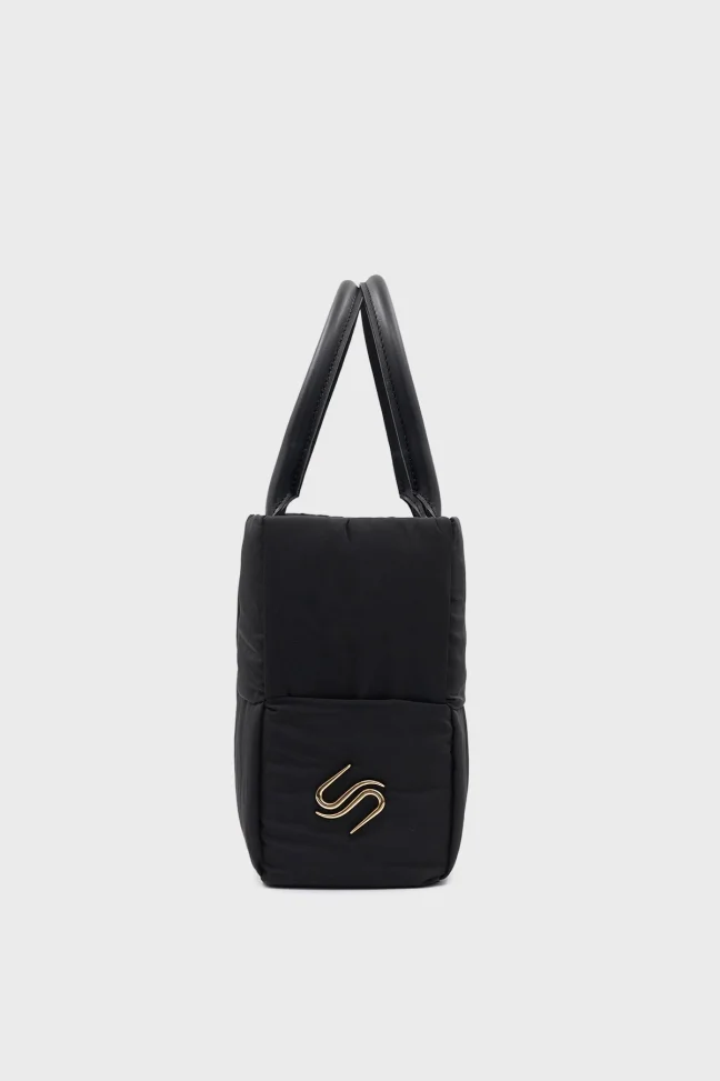 SCO-034 Black Textile Casette Midi Shoulder Bag