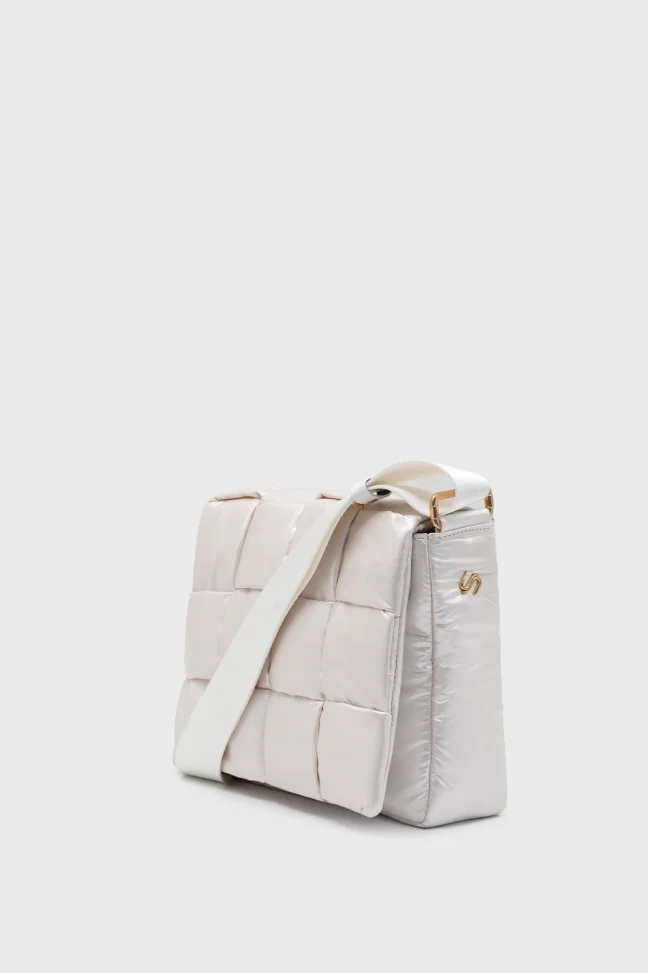 SCO-031 White Textile Cassette Crossbody Shoulder Bag