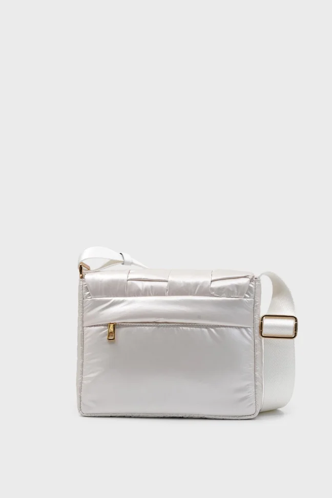 SCO-031 White Textile Cassette Crossbody Shoulder Bag