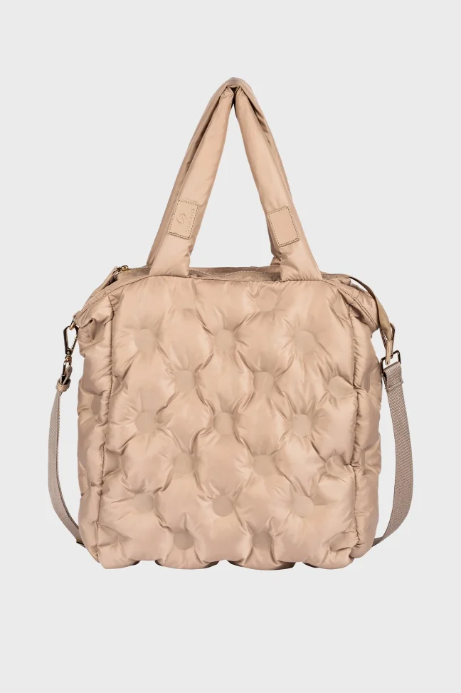 SCO-012 La Stampa Square Beige Textile Women's Shoulder Bag
