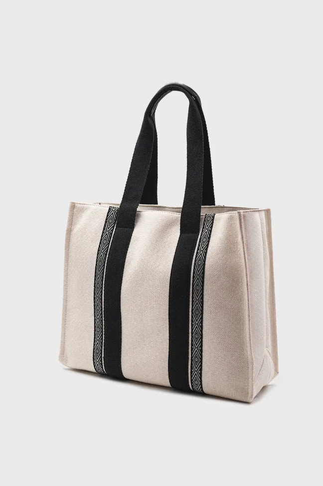 SCO-009 Ecru Textile Women's Shoulder Bag